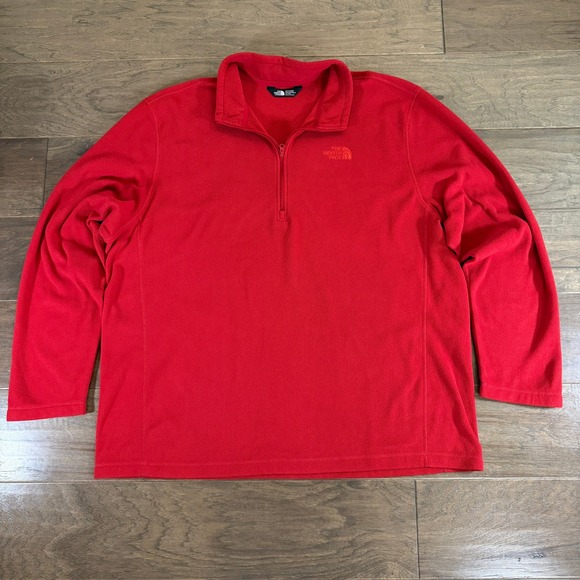 The North Face Red Fleece 1/4 Zip Pullover Mens XXL Regular - Picture 2 of 8